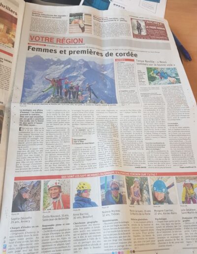 Article Le Dauphiné Libéré du 19 nov 2019 - Femmes en montagne - Interview Tanya Naville - Alpinisme au féminin